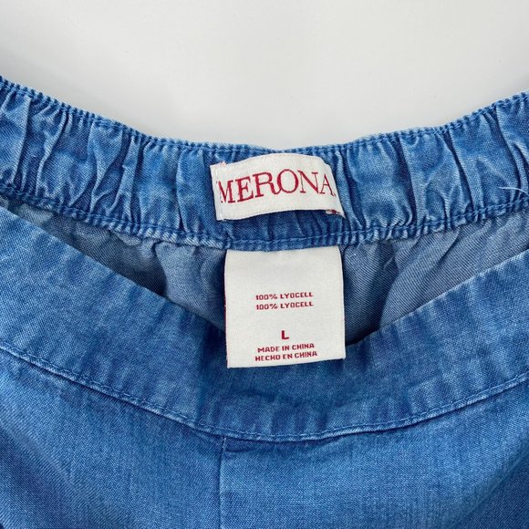 MERONA FLAIR BOTTOM PANTS BLUE WOMENS LARGE - Picture 5 of 7